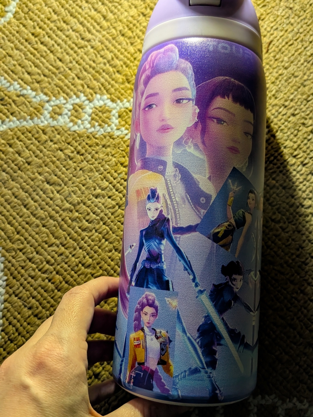 Purple Illustrated Character Stainless Bottle